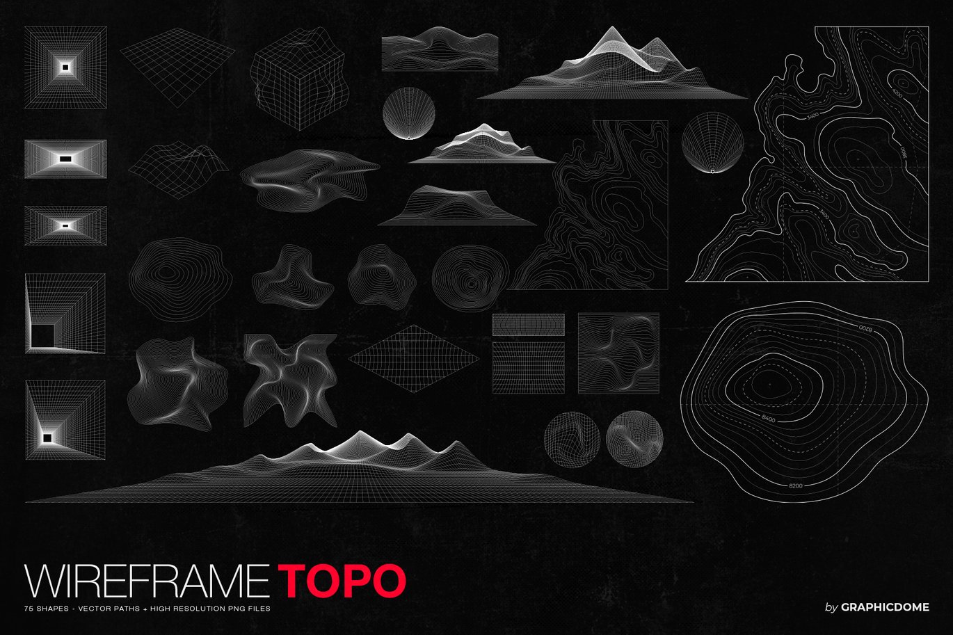 Wireframe Topo Elements Vectors（429836）